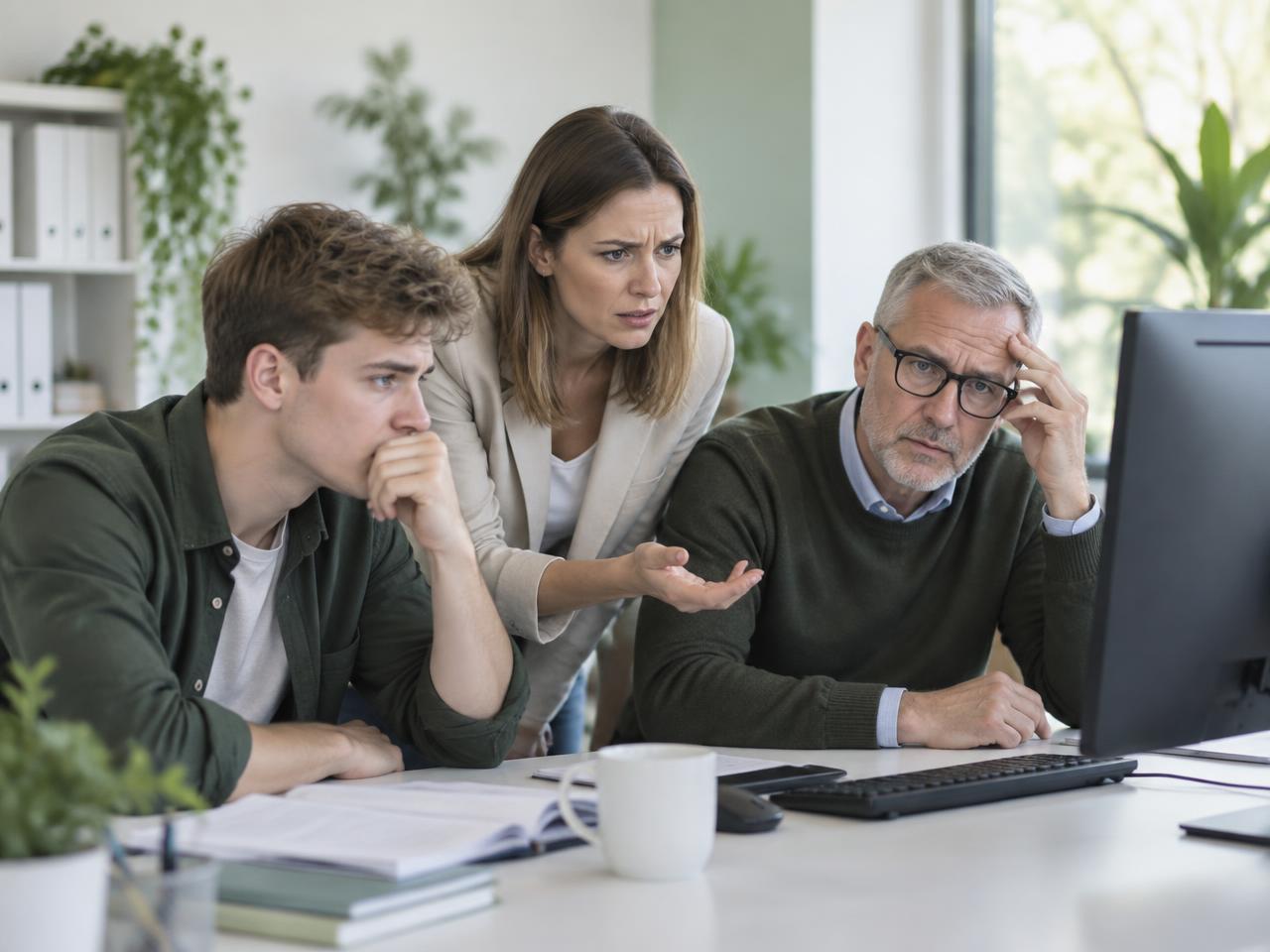 Trīs kolēģi mēģina saprast sarežģītu Excel failu